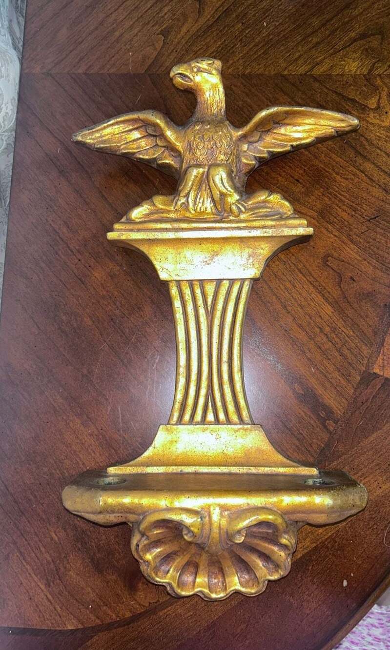 Vintage Hollywood Regency Style Gilded Wall Bracket Corbel with Eagle Motif